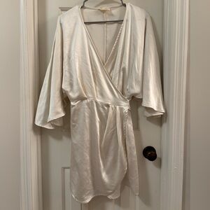 “Dress Up” Cream Wrap Dress